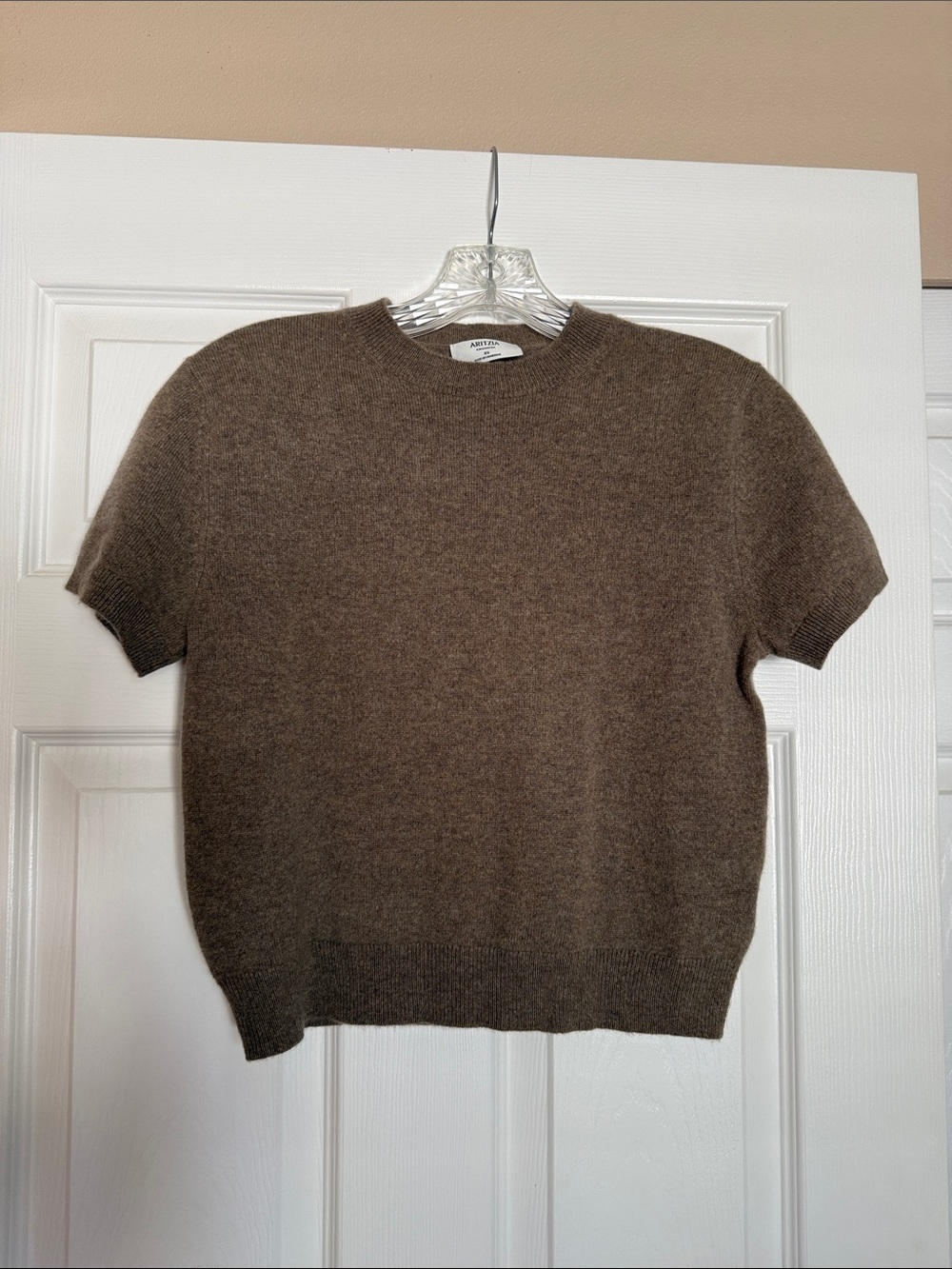 Aritzia Folio Brown Bare Cashmere Boor Sweater Tee